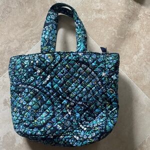 Vera Bradley Floral Quilted Lunch Tote Bag - Blue Paisley